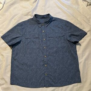 Duluth Trading Untucked Leaf Print Button Down Vented Shirt Sz XXL